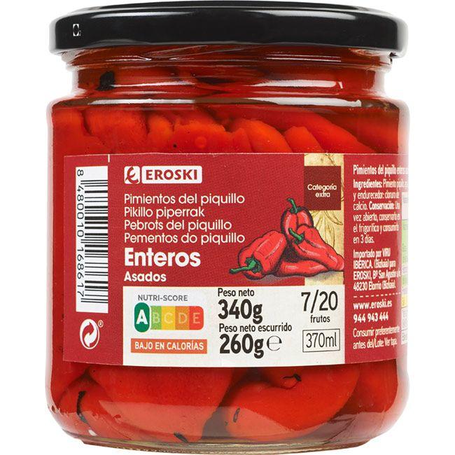Eroski Pimiento de piquillo entero EROSKI frasco 260 g