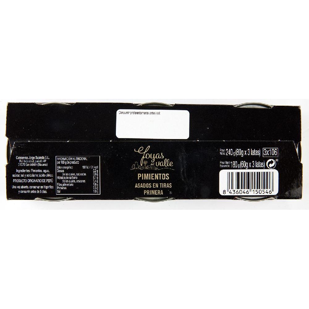 Eroski Pimiento Del Morrón En Tiras JOYAS DEL VALLE Pack 3x60 G