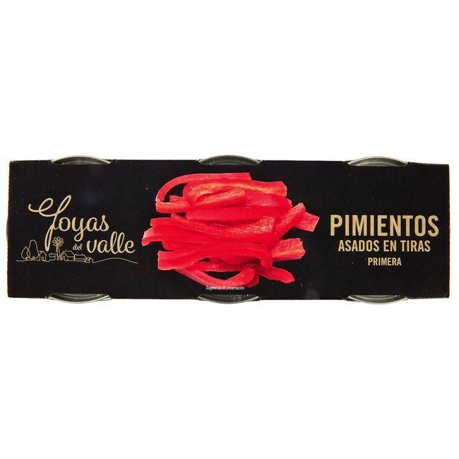 Eroski Pimiento del morrón en tiras JOYAS DEL VALLE pack 3x60 g