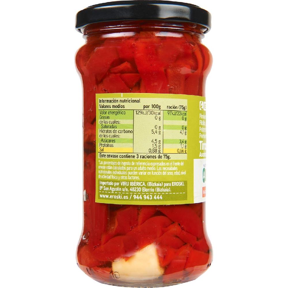 Eroski Pimiento Del Piquillo En Tiras Con Ajo EROSKI Frasco 225 G