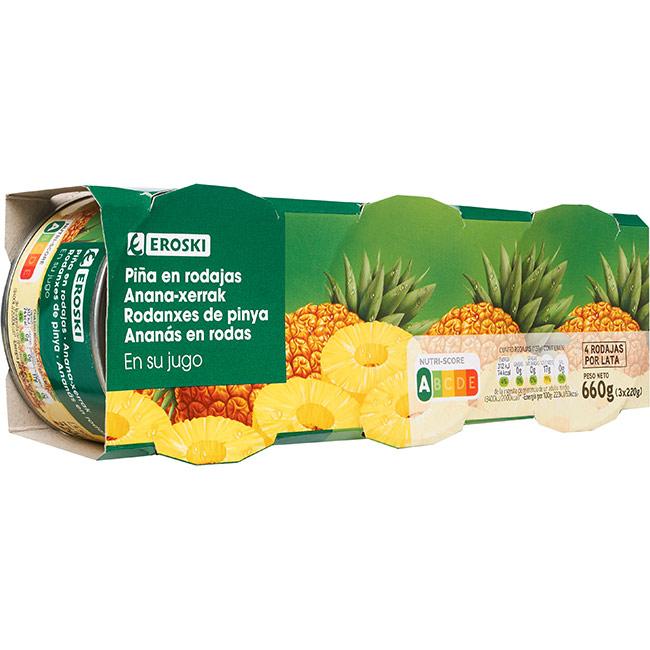 Eroski Piña En Rodaja En Su Jugo EROSKI Pack 3x137 G