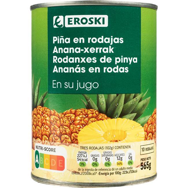 Eroski Piña en rodajas en su jugo EROSKI lata 340 g