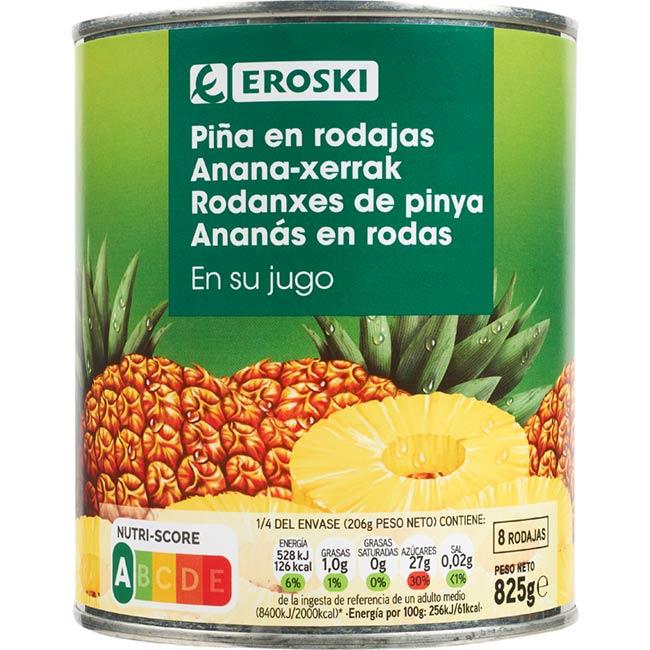 Eroski Piña en rodajas en su jugo EROSKI lata 490 g