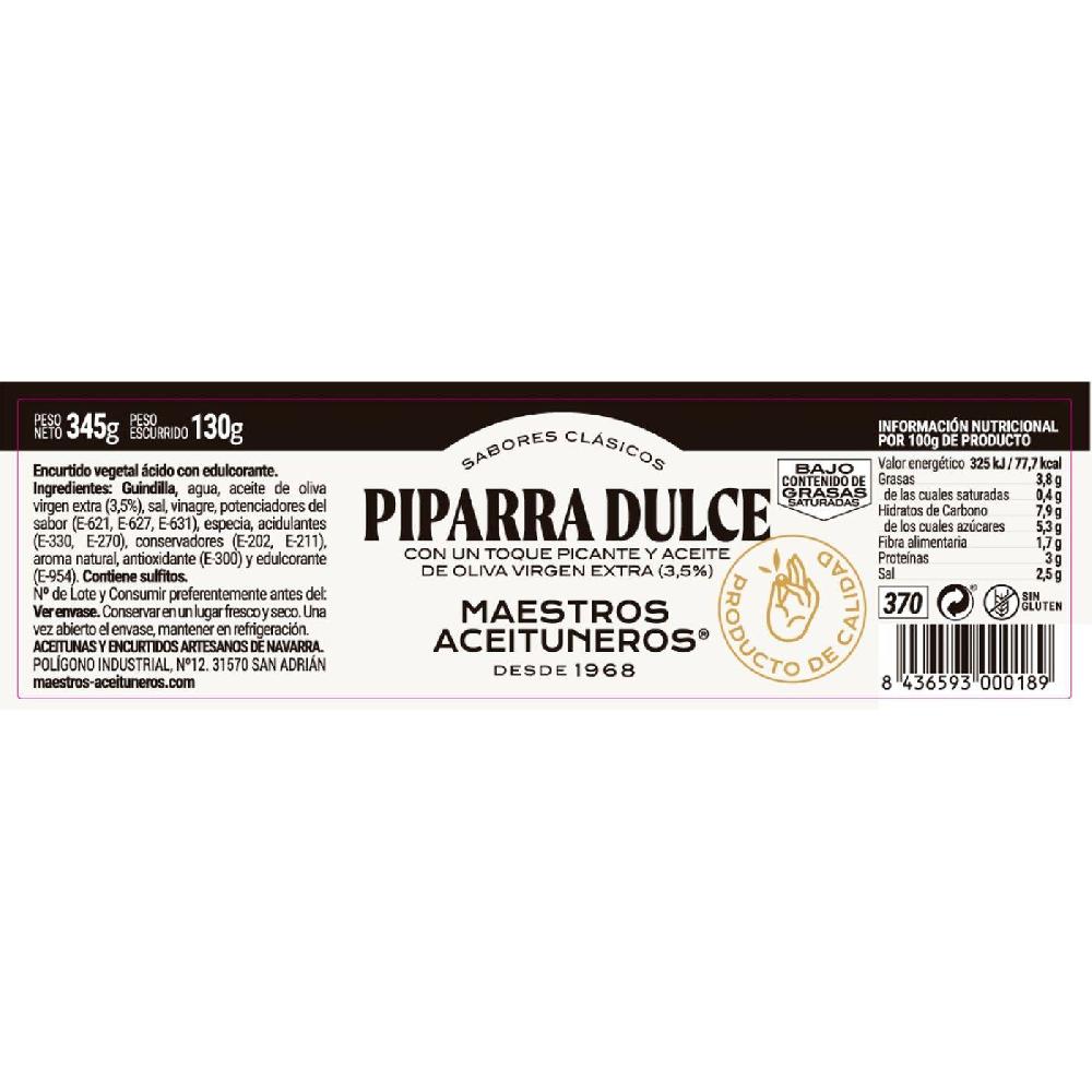 Eroski Piparra Dulce Con Toque Picante M. ACEITUNEROS Frasco 130 G