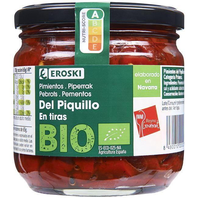 Eroski Piquillo de piquillo en tiras EROSKI BIO frasco 260 g