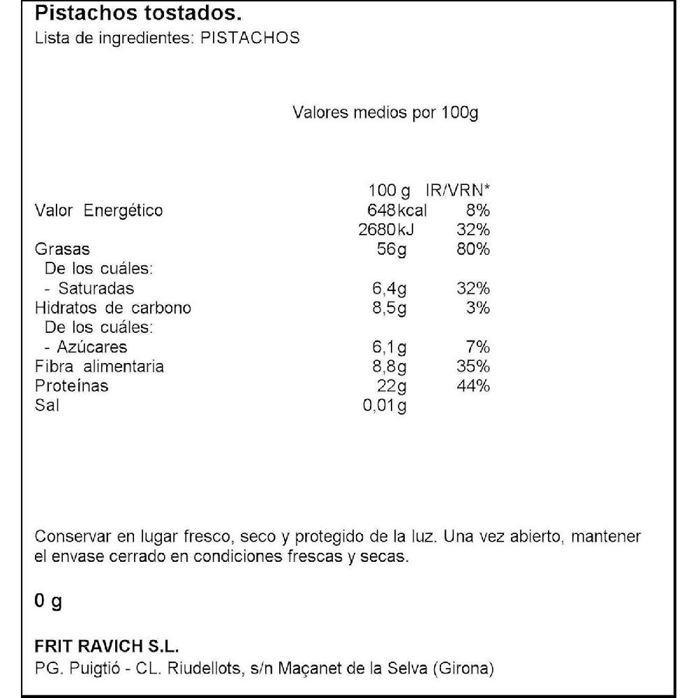 Eroski Pistacho Tostado Sin Sal FRIT RAVICH Bolsa 110 G