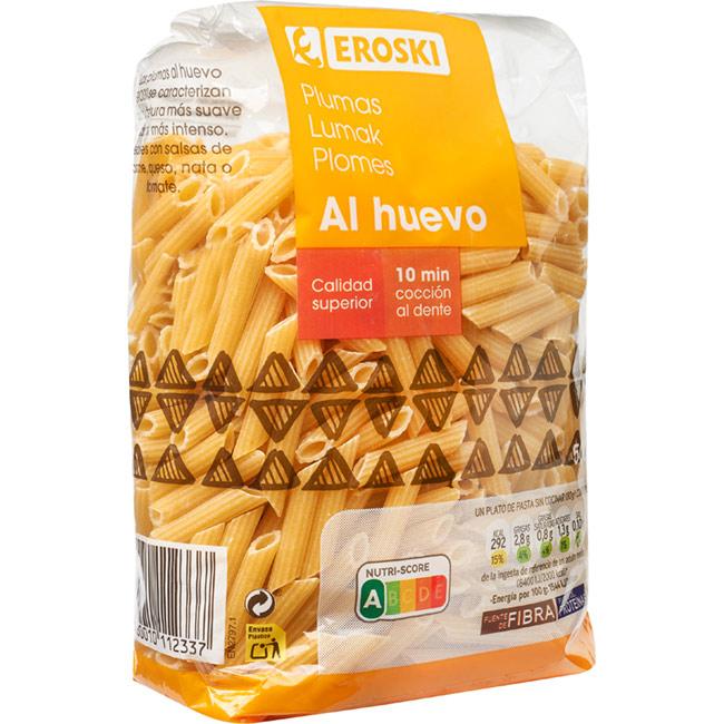 Eroski Plumas Rayadas Al Huevo EROSKI Paquete 500 G