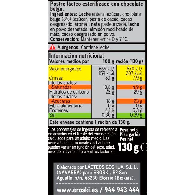 Eroski Postre De Chocolate Belga EROSKI SELEQTIA Tarro De Barro 130 G