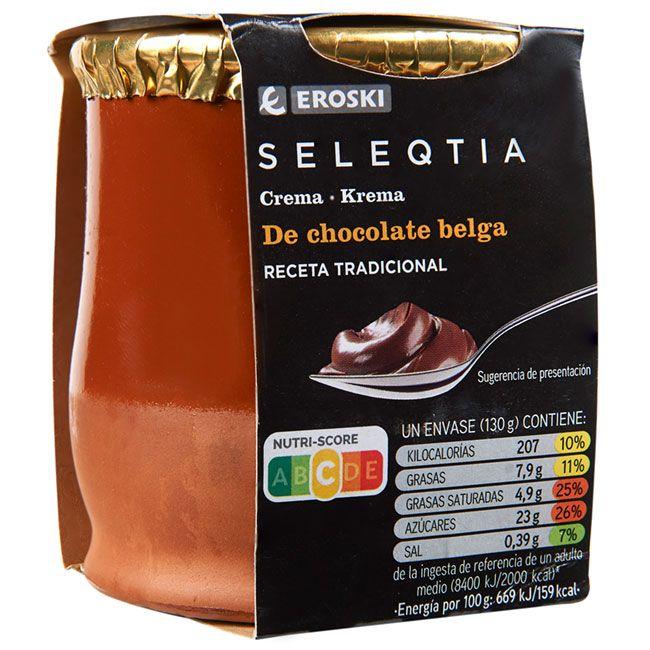 Eroski Postre de chocolate belga EROSKI SELEQTIA tarro de barro 130 g