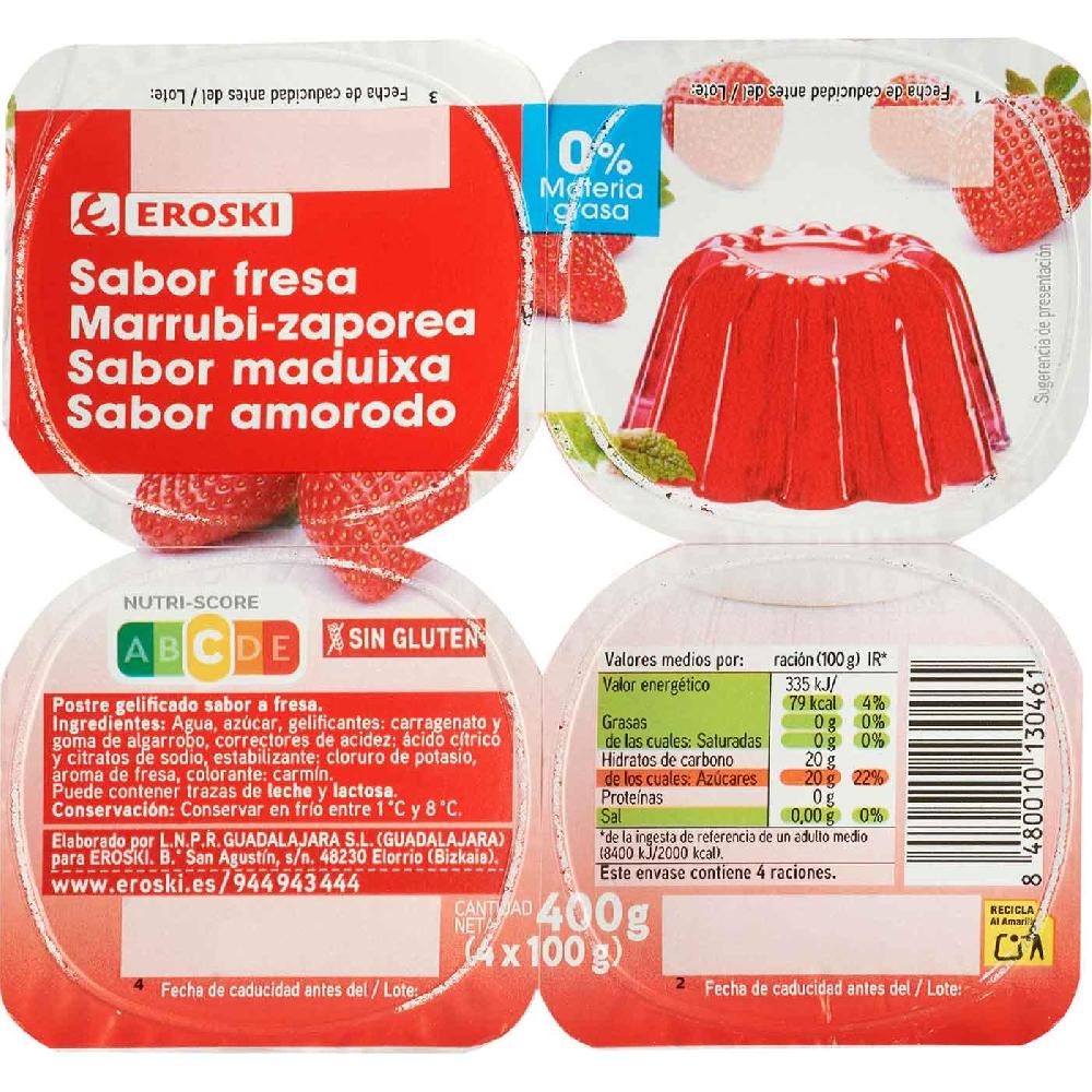 Eroski Postre Gelificado De Fresa EROSKI Pack 4x100 G