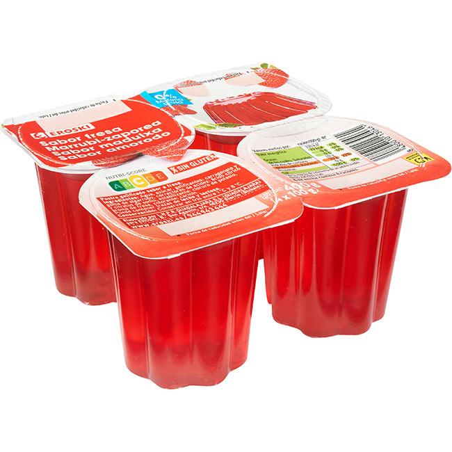 Eroski Postre gelificado de fresa EROSKI pack 4x100 g