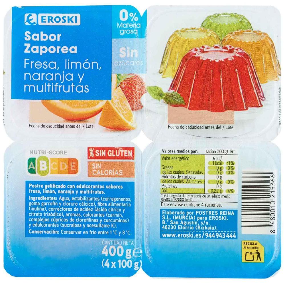 Eroski Postre Gelificado Mix 0% De Sabores EROSKI Pack 4x100 G