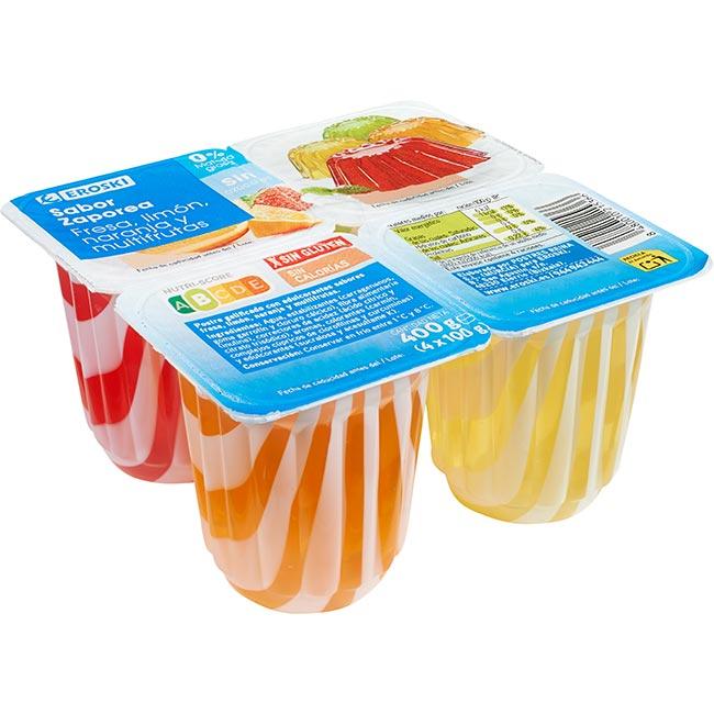 Eroski Postre gelificado Mix 0% de sabores EROSKI pack 4x100 g