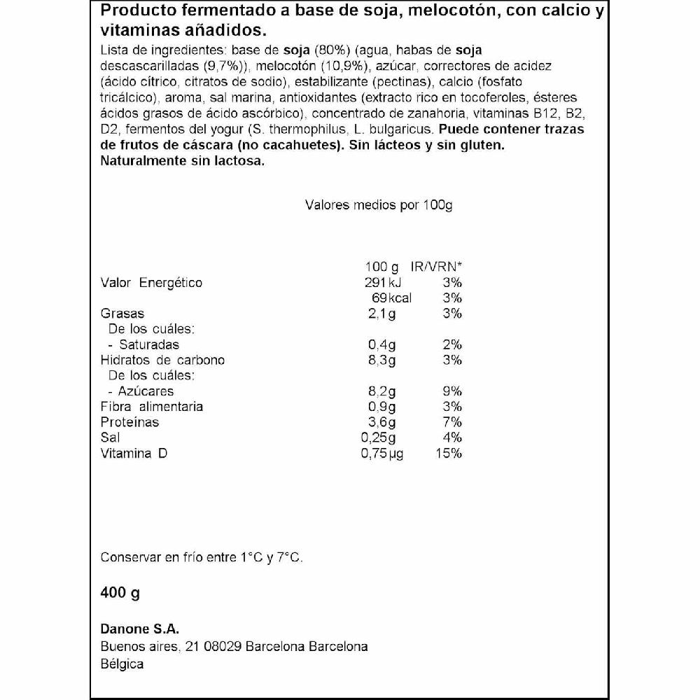 Eroski Preparado Vegetal De Melocotón ALPRO Tarrina 400 G