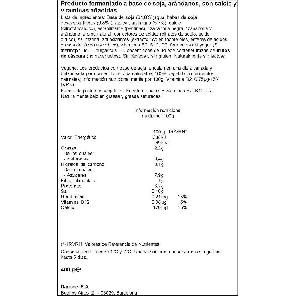 Eroski Producto Fermentado A Base De Arándanos ALPRO Tarrina 400 G