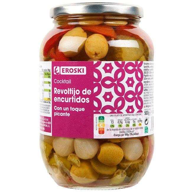 Eroski Revoltijo de encurtidos picante EROSKI frasco 500 g