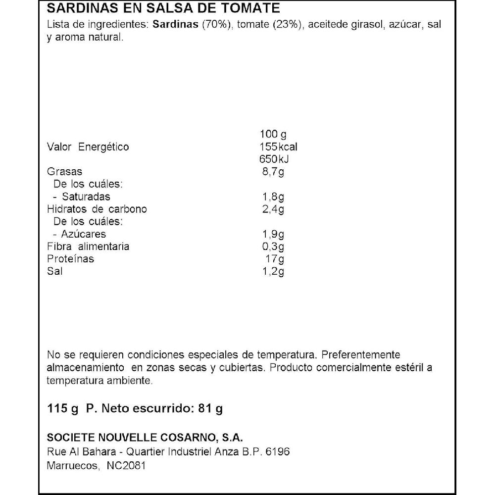 Eroski Sardina En Tomate 3/4 Piezas ISABEL Lata 115 G