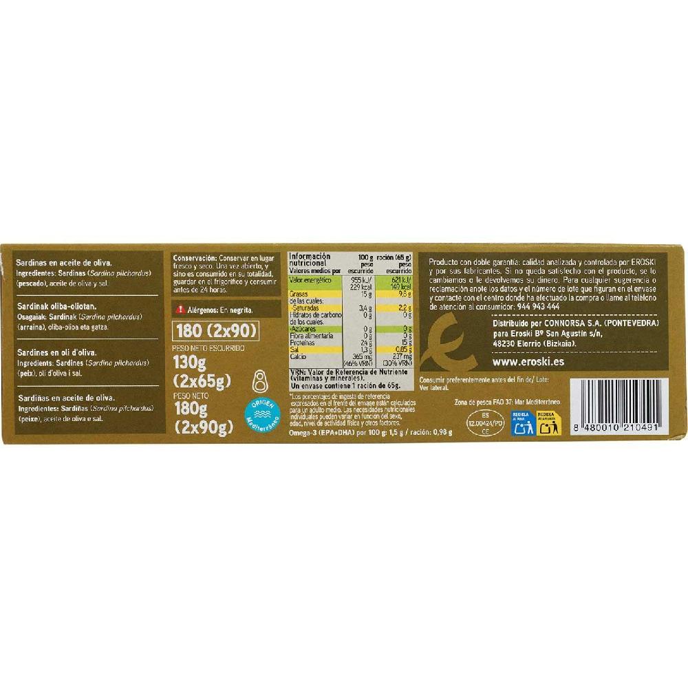 Eroski Sardinilla En Aceite De Oliva EROSKI Pack 2x90 G