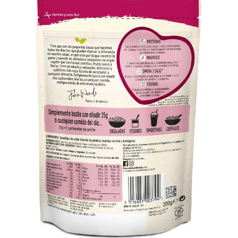 Eroski Semillas De Chía Molidas Bio LINWOODS Bolsa 200 G