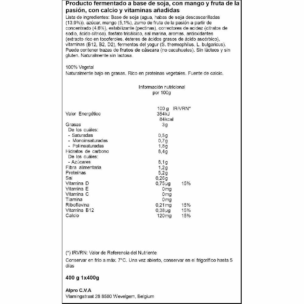 Eroski Skyr Sabor Mango Y Maracuyá ALPRO Tarrina 400 G