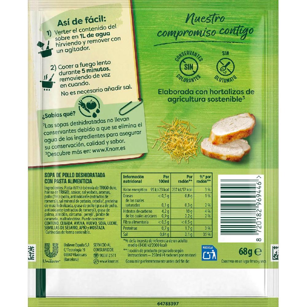 Eroski Sopa De Pollo Con Cabello De Angel KNORR Sobre 68 G