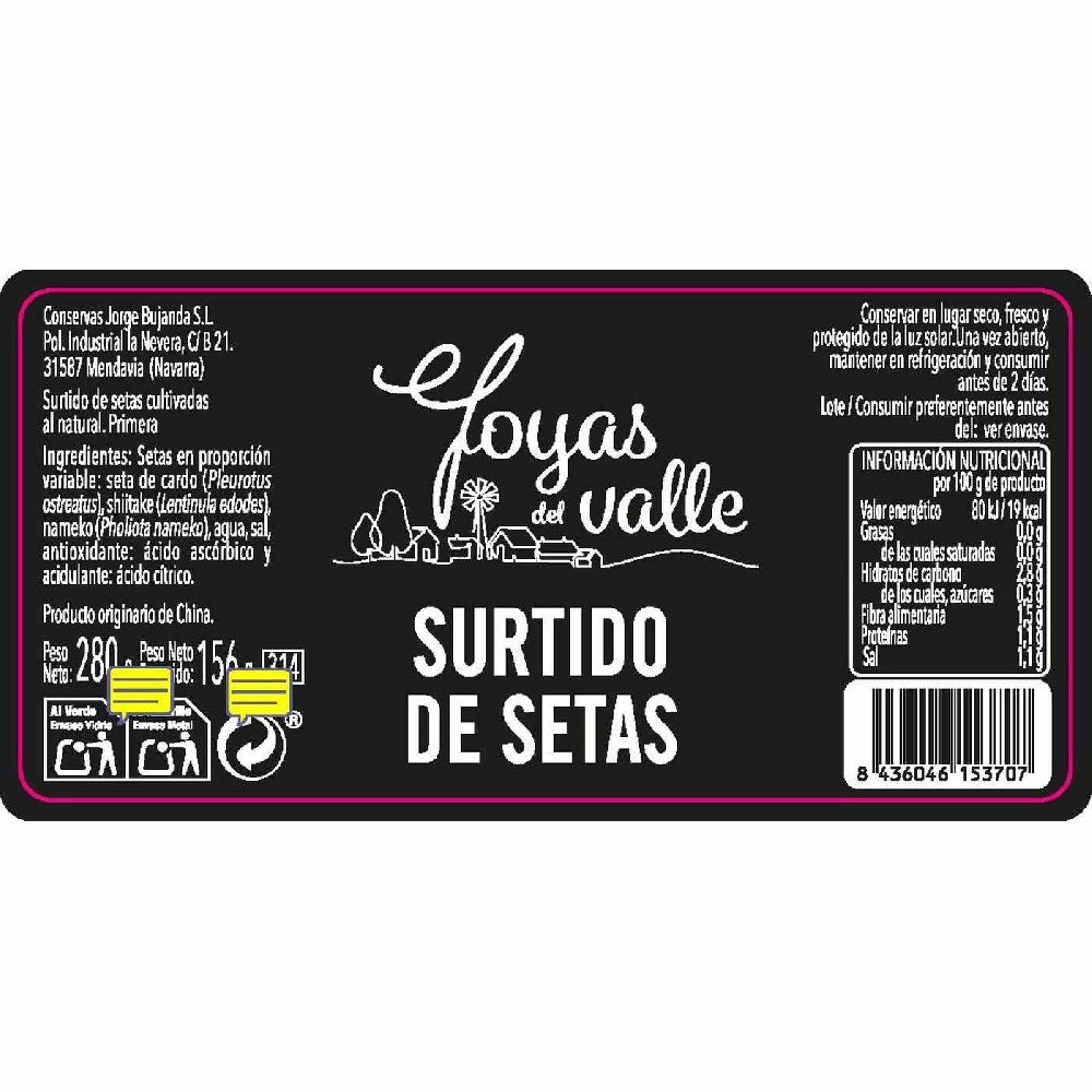 Eroski Surtido De Setas JOYAS DEL VALLE Frasco 156 G