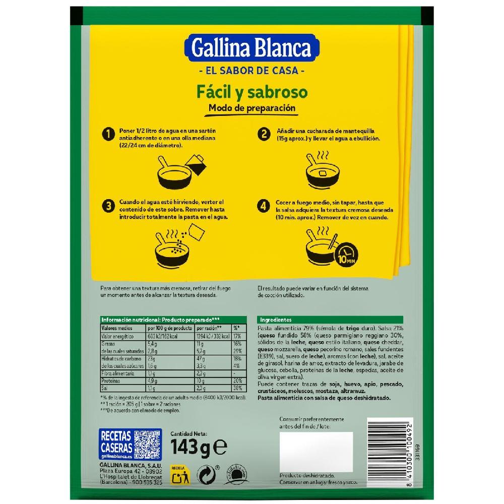 Eroski Tallarin A La Parmesana GALLINA BLANCA Sobre 143 G