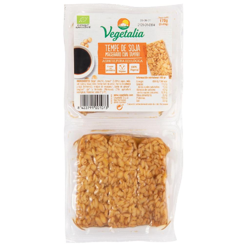Eroski Tempe de soja macerado con tamari bio VEGETALIA pack 2x85 g