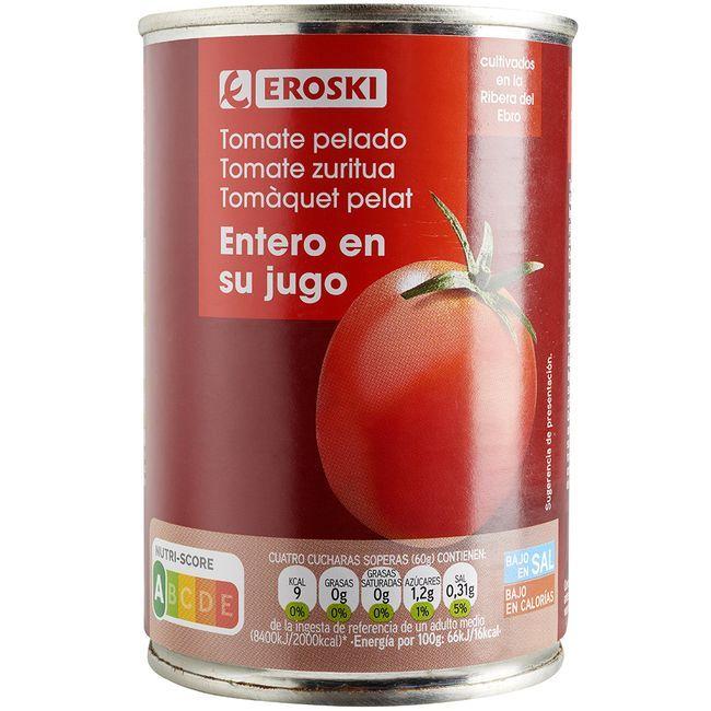 Eroski Tomate natural entero pelado EROSKI lata 390 g