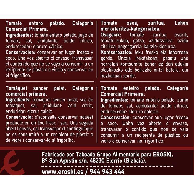 Eroski Tomate Natural Entero Pelado EROSKI Lata 780 G