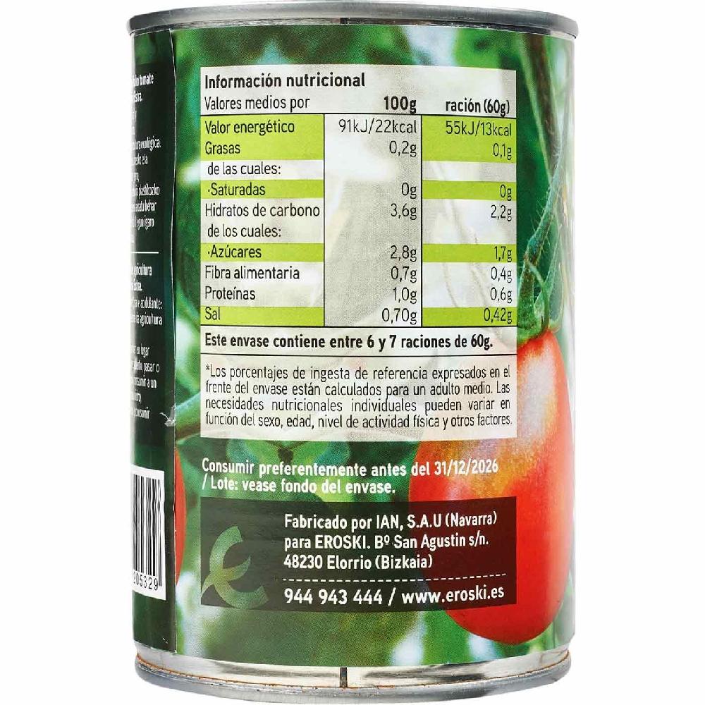 Eroski Tomate Triturado Ecológico EROSKI Lata 400 G