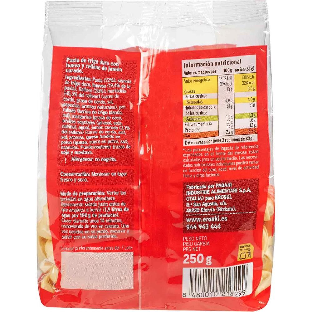 Eroski Tortellini Rellenos De Jamón EROSKI Paquete 250 G