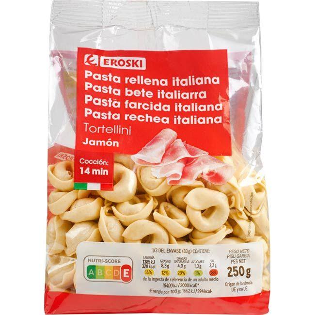 Eroski Tortellini rellenos de jamón EROSKI paquete 250 g