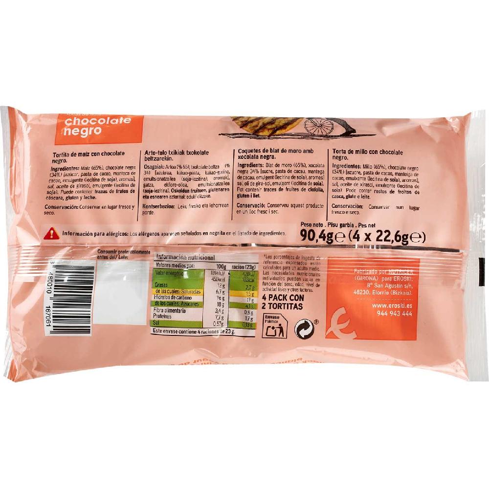 Eroski Tortitas De Maíz Con Chocolate Negro EROSKI Paquete 90 4 G