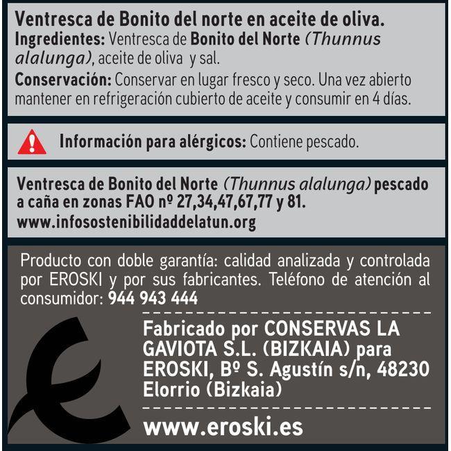 Eroski Ventresca De Bonito En A. De Oliva EROSKI SELEQTIA Lata 111 G