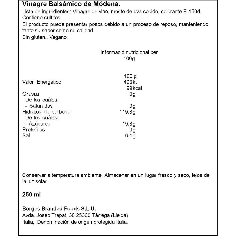Eroski Vinagre Balsámico De Módena BORGES Spray 25 Cl