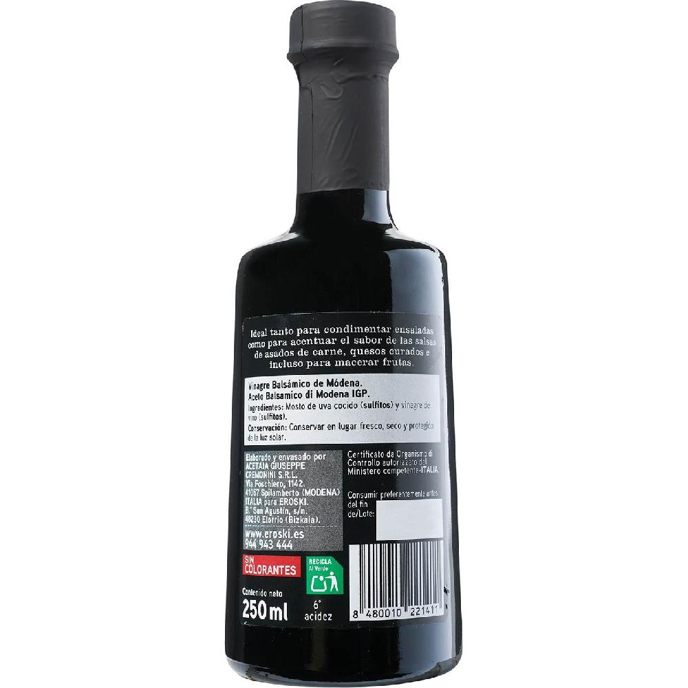 Eroski Vinagre Balsámico De Módena EROSKI SELEQTIA Botella 250 Ml
