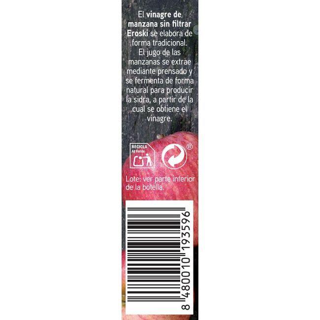 Eroski Vinagre De Manzana Bio Sin Filtrar EROSKI Botella 50 Cl