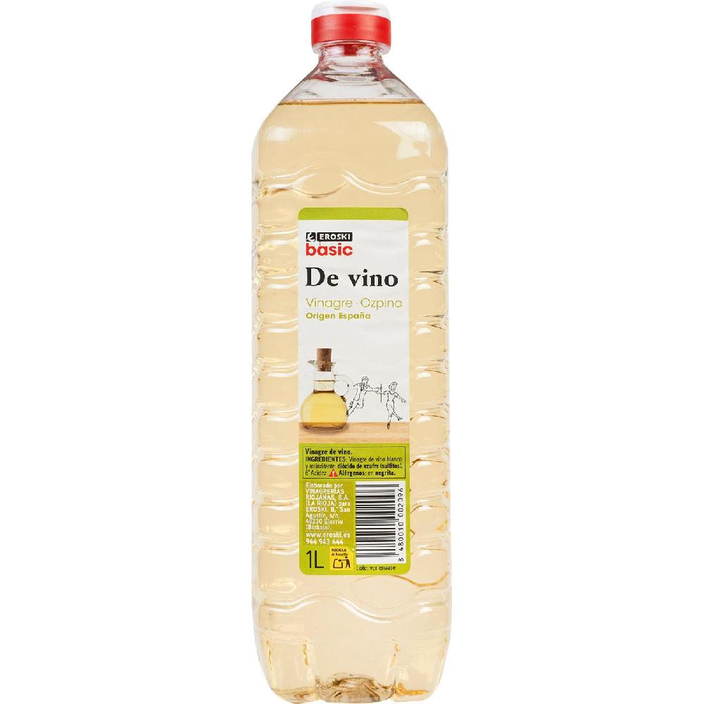 Eroski Vinagre de vino blanco EROSKI basic botella 1 litro