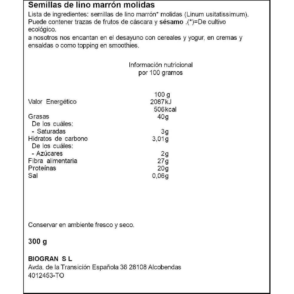 Eroski Vitaseeds Semillas De Lino Molido Bio EL GRANERO Bolsa 300 G
