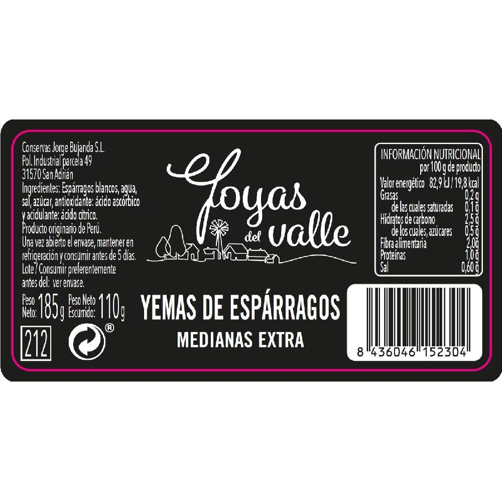 Eroski Yemas De Espárrago Extra Medianas JOYAS DEL VALLE Frasco 110 G