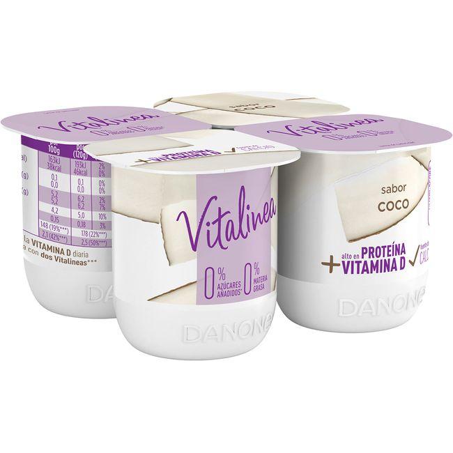 Eroski Yogur desnatado de coco DANONE VITALINEA pack 4x120 g