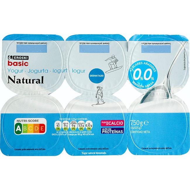 Eroski Yogur Desnatado Natural EROSKI Basic Pack 6x125 G