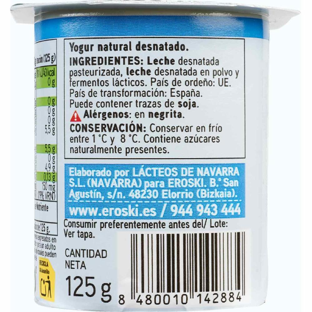 Eroski Yogur Desnatado Natural EROSKI Basic Pack 6x125 G