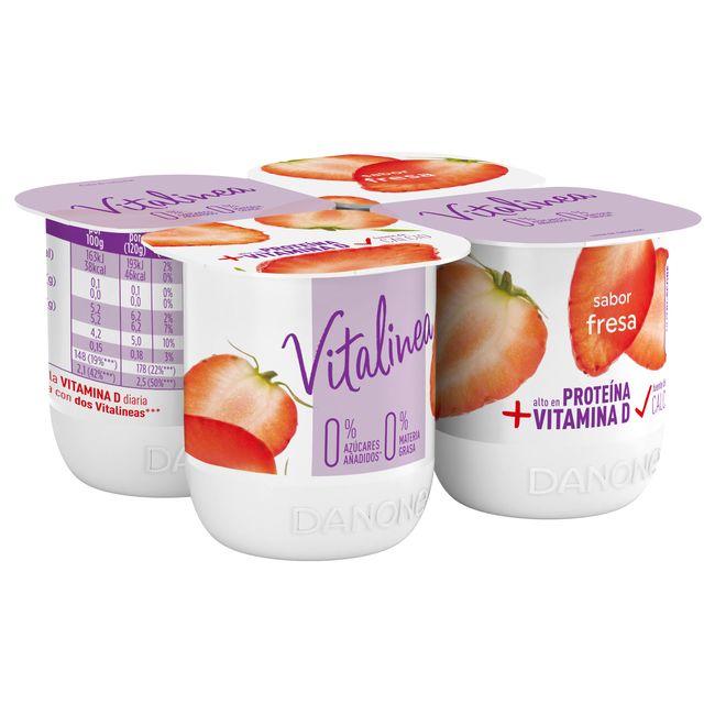 Eroski Yogur desnatado sabor fresa DANONE VITALINEA pack 4x120 g