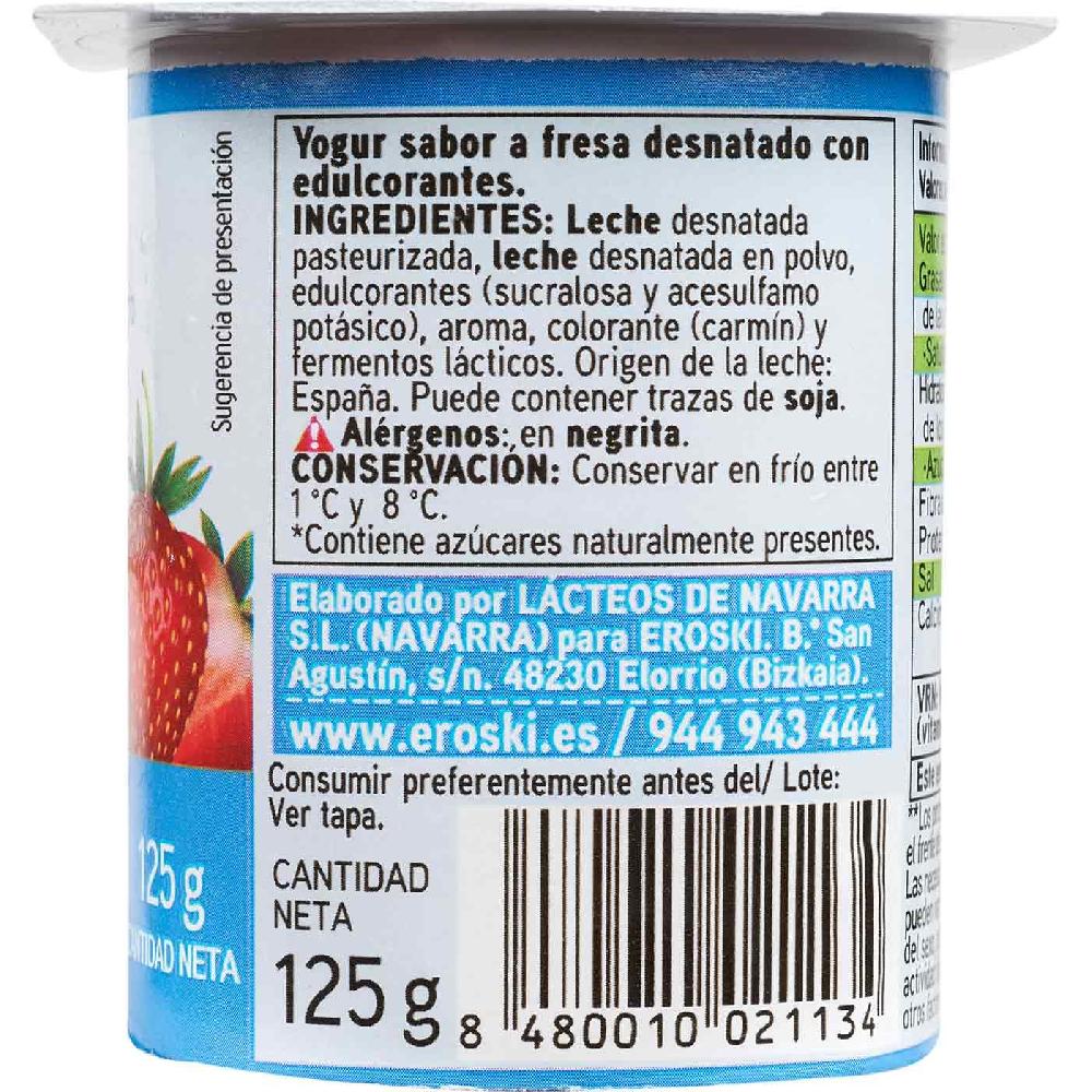 Eroski Yogur Desnatado Sabor Fresa EROSKI Basic Pack 4x125 G