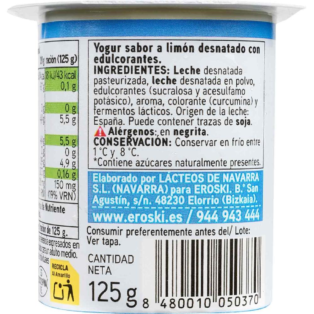 Eroski Yogur Desnatado Sabor Limón EROSKI Basic Pack 4x125 G