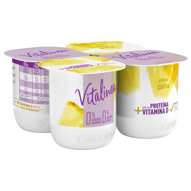 Eroski Yogur desnatado sabor piña DANONE VITALINEA pack 4x120 g