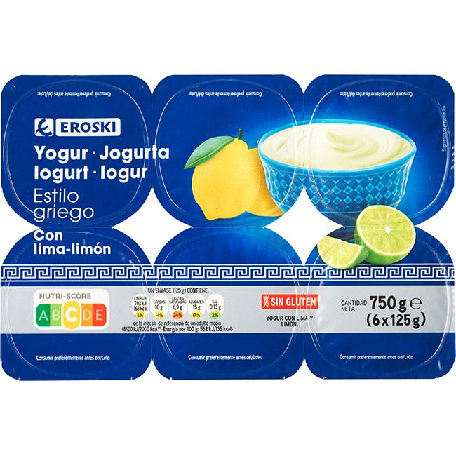 Eroski Yogur Griego Con Lima-limón EROSKI Pack 6x125 G