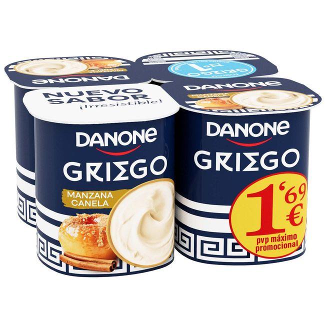 Eroski Yogur griego de manzana y canela DANONE pack 4x110 g